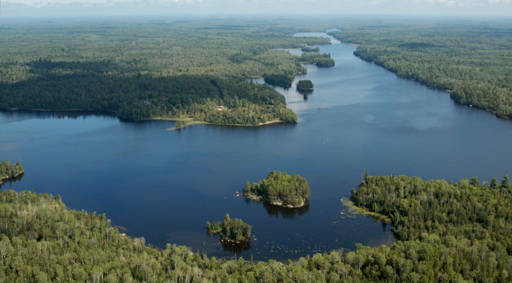 Aerial photo of the South Kawishiwi and Birch Lake