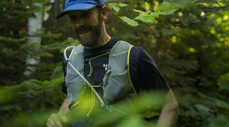 Alex Falconer runs through the BWCA during his Boundary Waters Traverse trail run