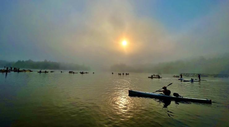 Canoe in sunset