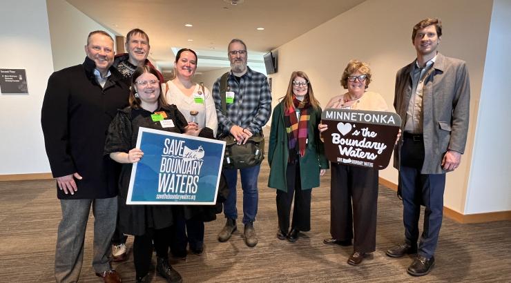 Save the Boundary Waters staff and dozens of supporters gathered at the Minnesota State Capitol.
