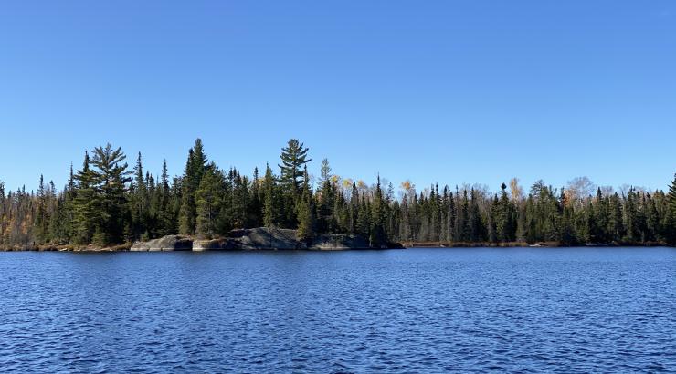 blue sky over blue water