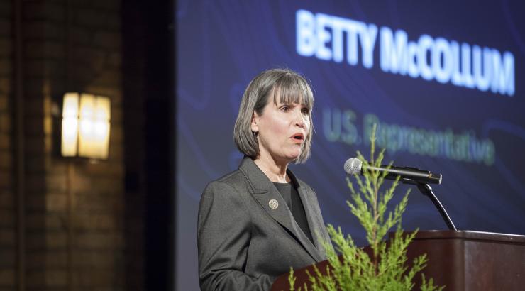 Photo of Betty McCollum speaking at Boundary Waters Gala