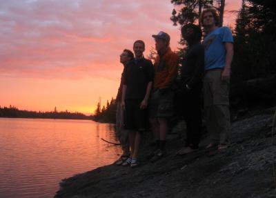 Lloyd and young friends enjoying the sunset