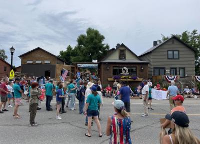 Volunteers walking