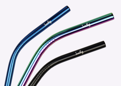 Photo of 3 different colored reusable straws