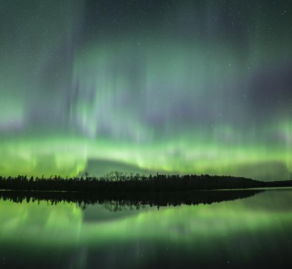 Northern lights over Boundary Waters Lake 