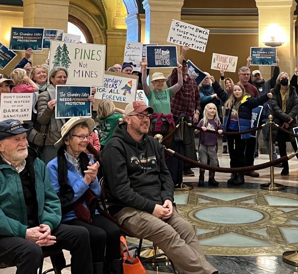 Advocating for Permanent Boundary Waters Protections at the Minnesota state capitol in St. Paul In Minnesota.