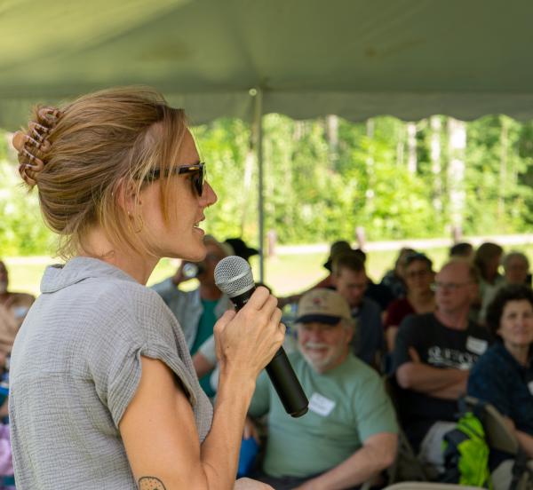 Ingrid speaking to audience