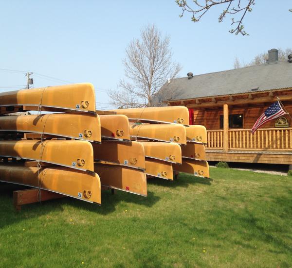 Ely Outfitting Company's canoe rack and outfitting building 