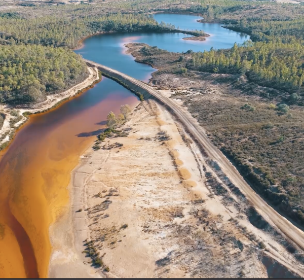 mine pollution orange colored river 