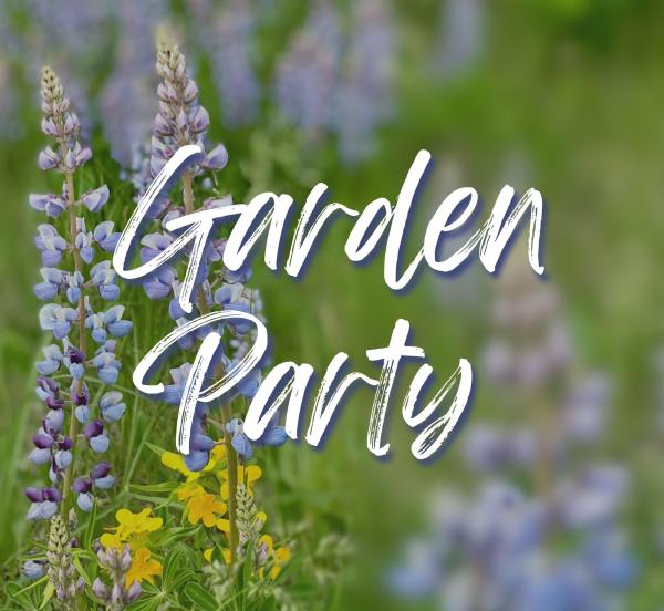 wildflowers with Garden Party text 