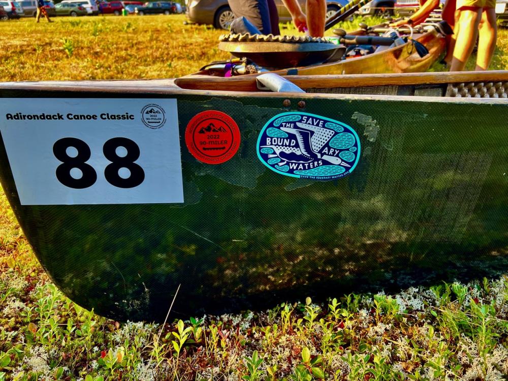 Canoe with Save the Boundary Waters sticker