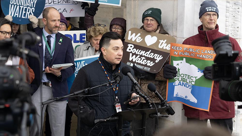 State Representative Liish Kozlowski speaking at the state capitol.