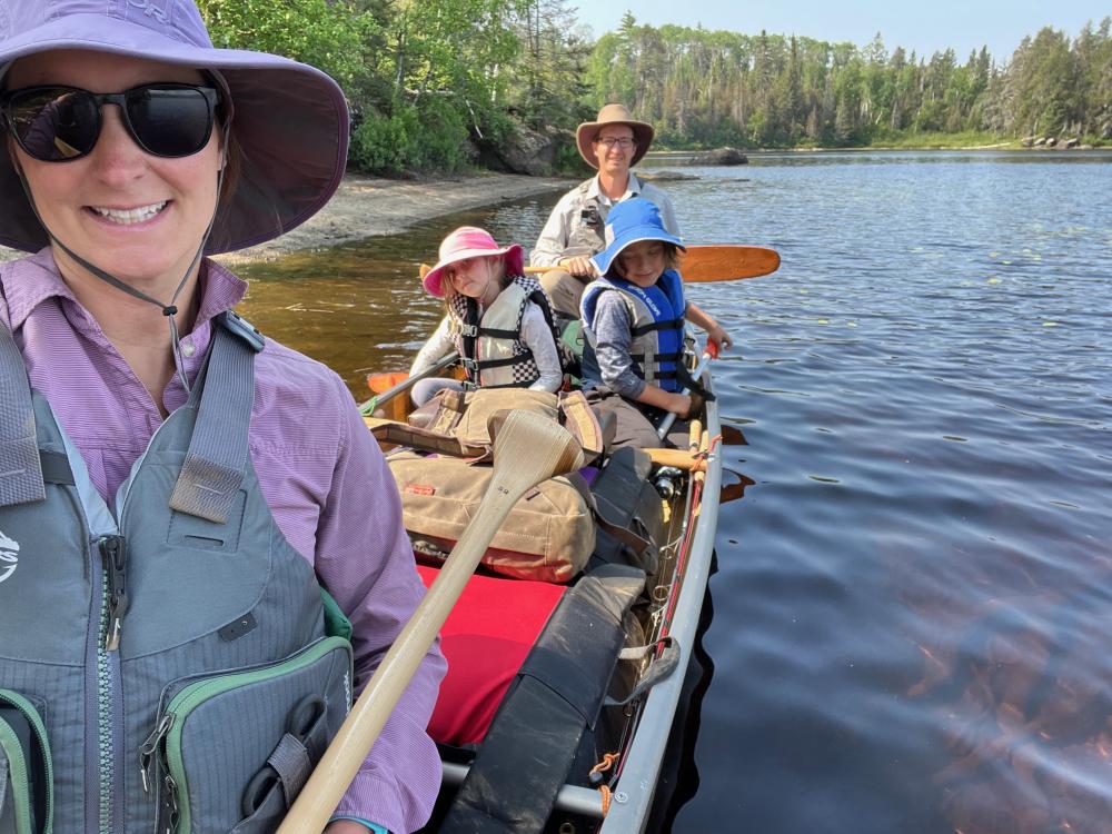 Family in canoe 