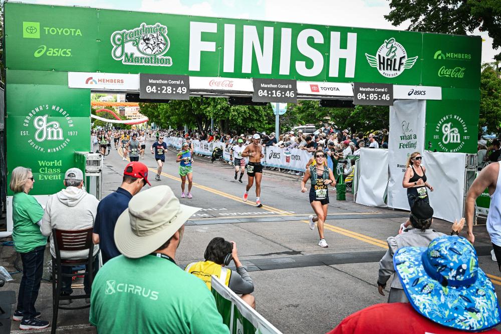 Morgan finishing Grandma's Marathon