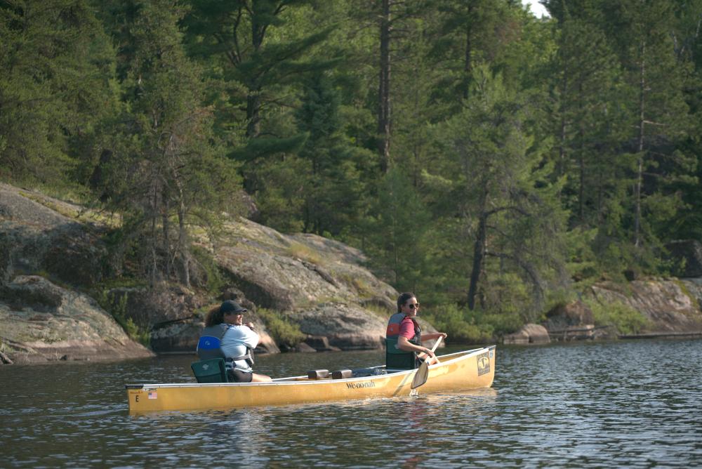 Two women in a canoe