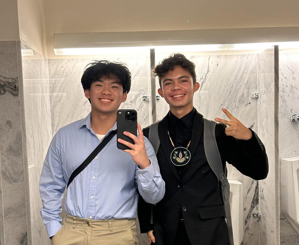 Lucas, on the left and another student representative.