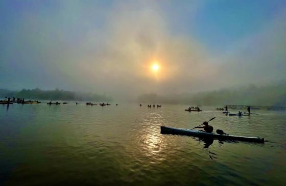 Canoe in sunset