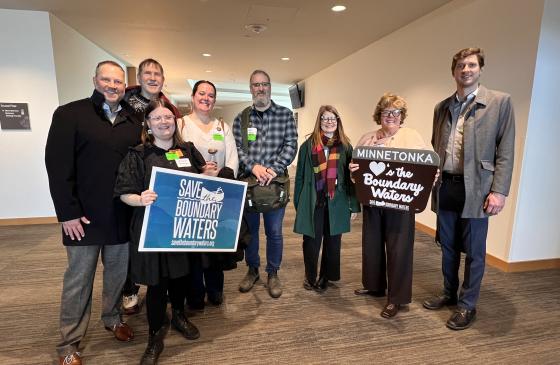 Save the Boundary Waters staff and dozens of supporters gathered at the Minnesota State Capitol.