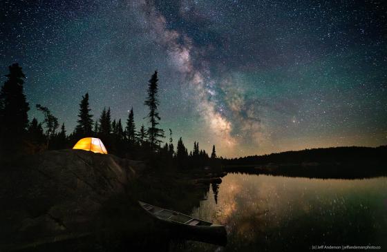 Campsite under the Milky Way. Photo: Jeff Anderson, jeffandersonphoto.co