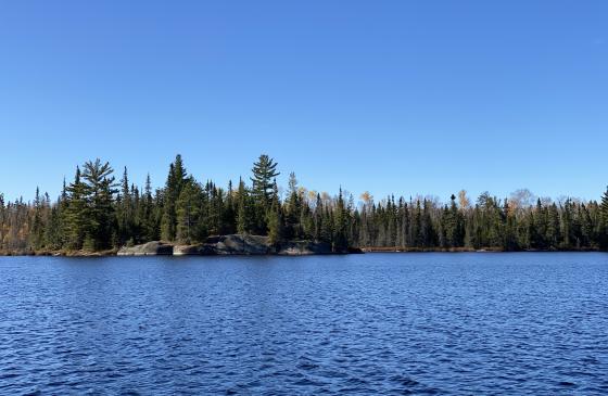 blue sky over blue water