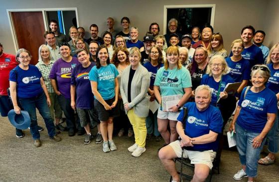 Group of people with Melissa Hortman and other MN Legislators 