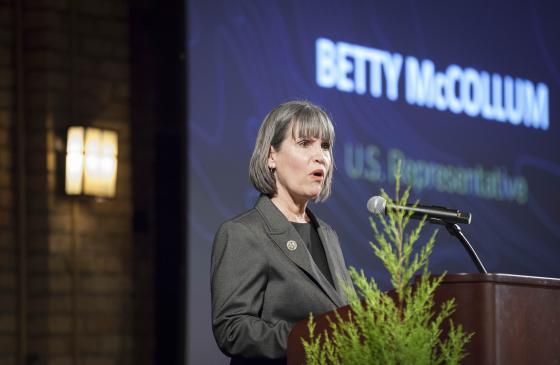 Photo of Betty McCollum speaking at Boundary Waters Gala