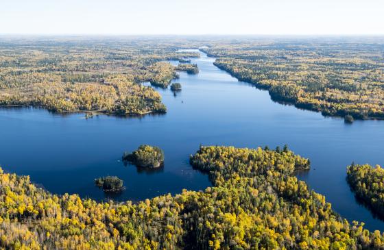 Aerial photo of the South Kawishiwi River near the Boundary Waters
