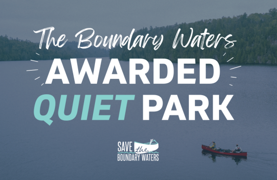 text over image of someone canoeing: Quiet Park Award 