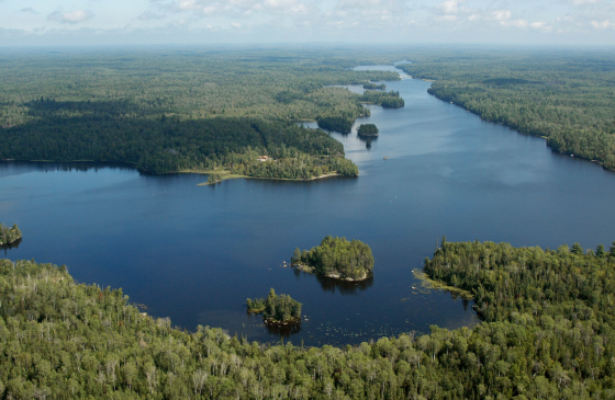 Aerial photo of the South Kawishiwi and Birch Lake