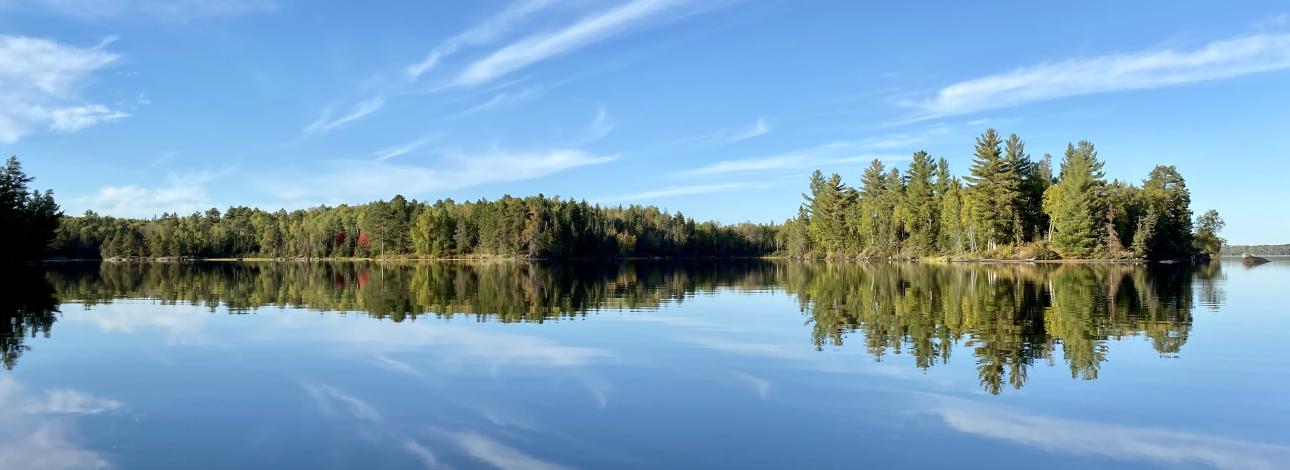 Birch Lake from view of canoe 