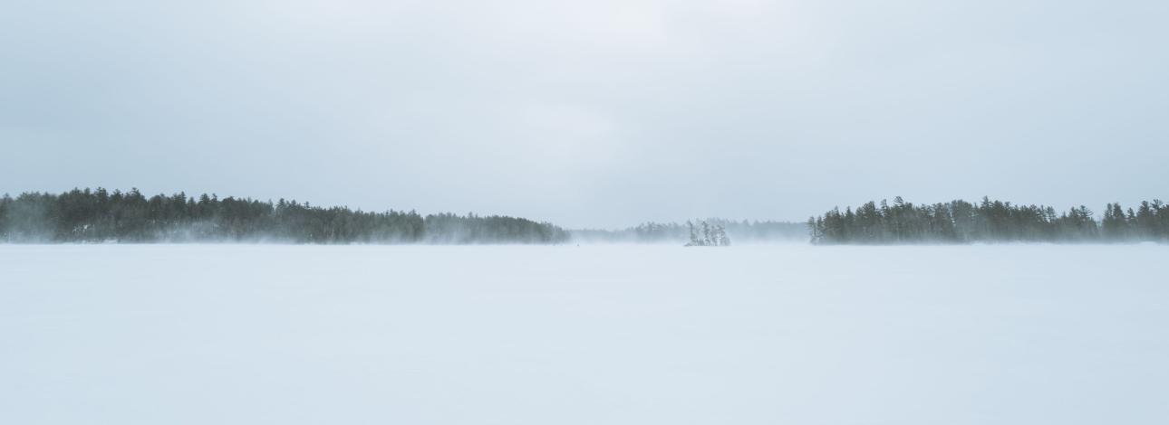white snowy day on lake